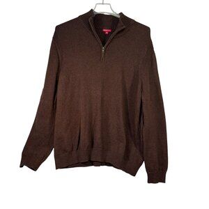 Merona Mens Brown Quarter Zip Sweater XXL 100% Cotton